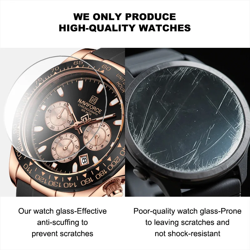 Top Brand NAVIFORCE Man Chronograph 24 Hours and Date Display Fashion Men\'s Wrist Watches Silicone Band Multifunction Male Clock