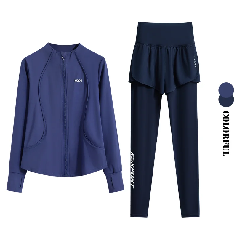 DRUR M-4XL Yoga Outfits 2 Piece Workout Sets Full Zip Sweatshirt with Pants Women Tracksuit Active Wear Autumn Winter Sportswear