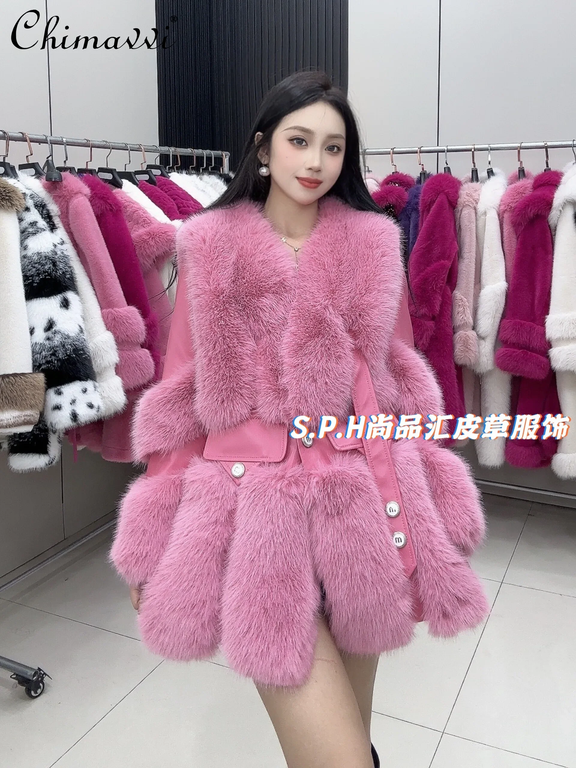 Ladies New 2024 Winter High-end Luxury Fur Coat Fashion Mid-length European Mink Cotton Temperament Warm Women\'s Fake Fur Coat