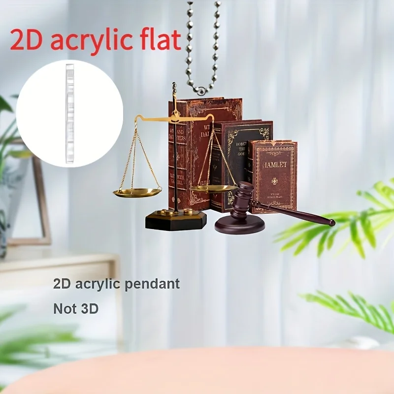 2D خمر العدالة الموازين قلادة الاكريليك كتب القانون حلي معلقة عيد الميلاد اكسسوارات احتفالية الديكور هدايا العيد