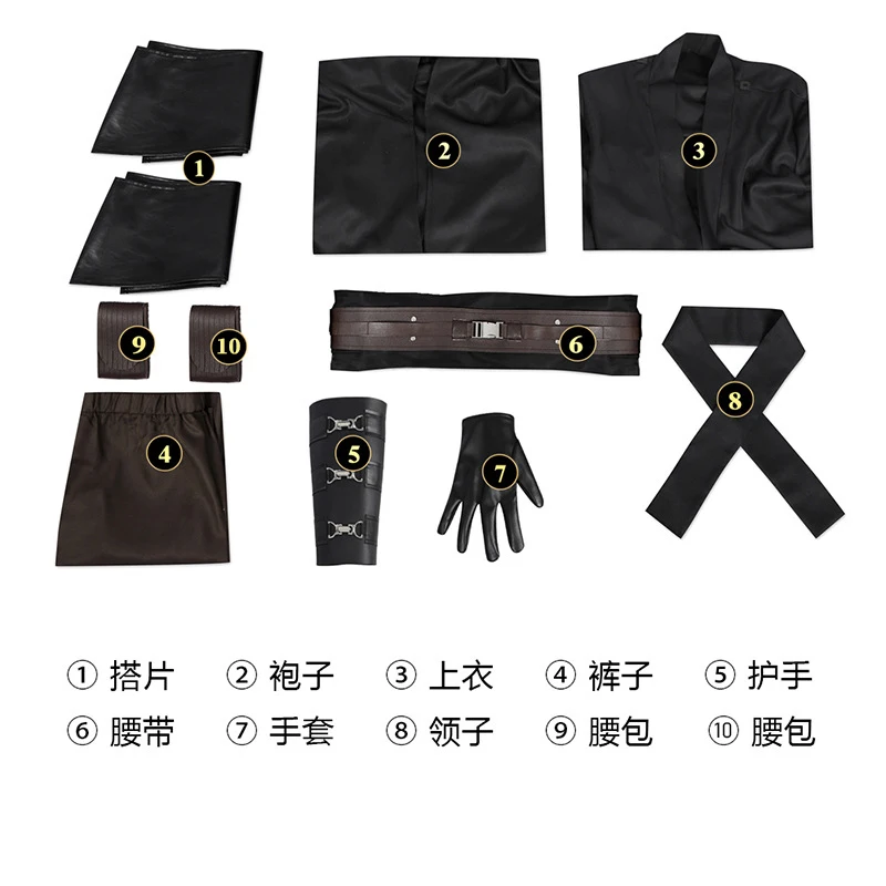 أزياء أنكين سكاي ووكر التأثيرية للرجال جيدي نايت فانتازيا عباءة حزام مجموعة كاملة بدلة حفلات الهالوين