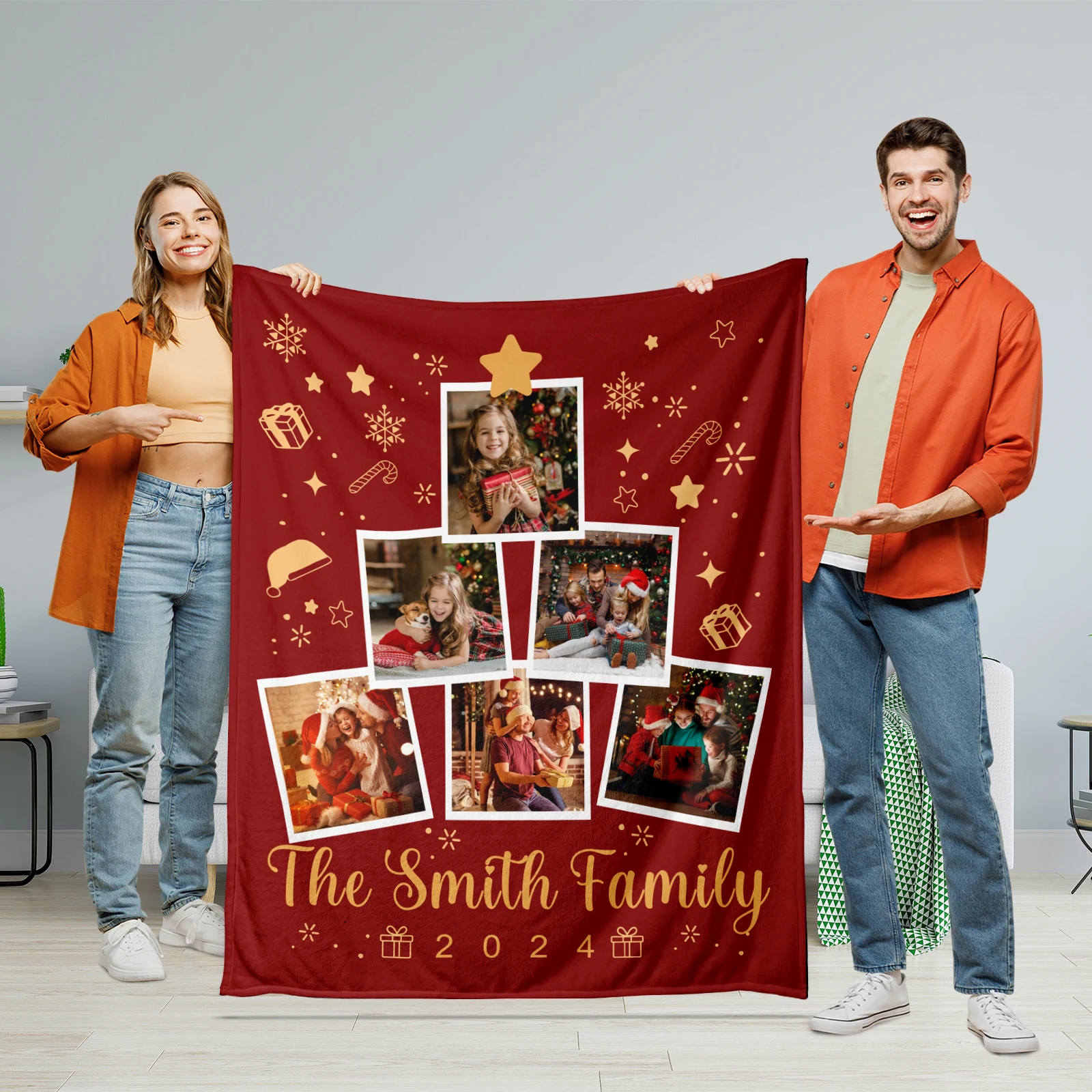 Personalized Christmas Gifts Blanket with Photos Customized Gifts for Women Men Mon Dad Kids Custom Throw Blankets with Pictures