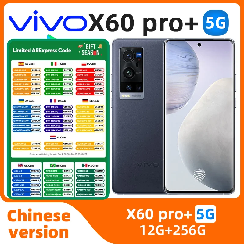 Vivo X60 Pro + plus 5g โทรศัพท์ Android 6.56 "AMOLED 120HZ Snapdragon 888 12GB RAM 256GB ROM 50MP 55W Charger ใช้โทรศัพท์