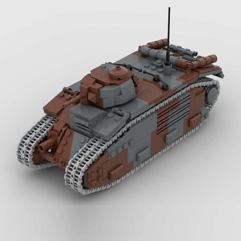 B1 Bis WW2 الدبابات العسكرية نموذج MOC قوالب بناء معدات الحرب وحدات التكنولوجيا الهدايا عطلة تجميع ألعاب أطفال دعوى