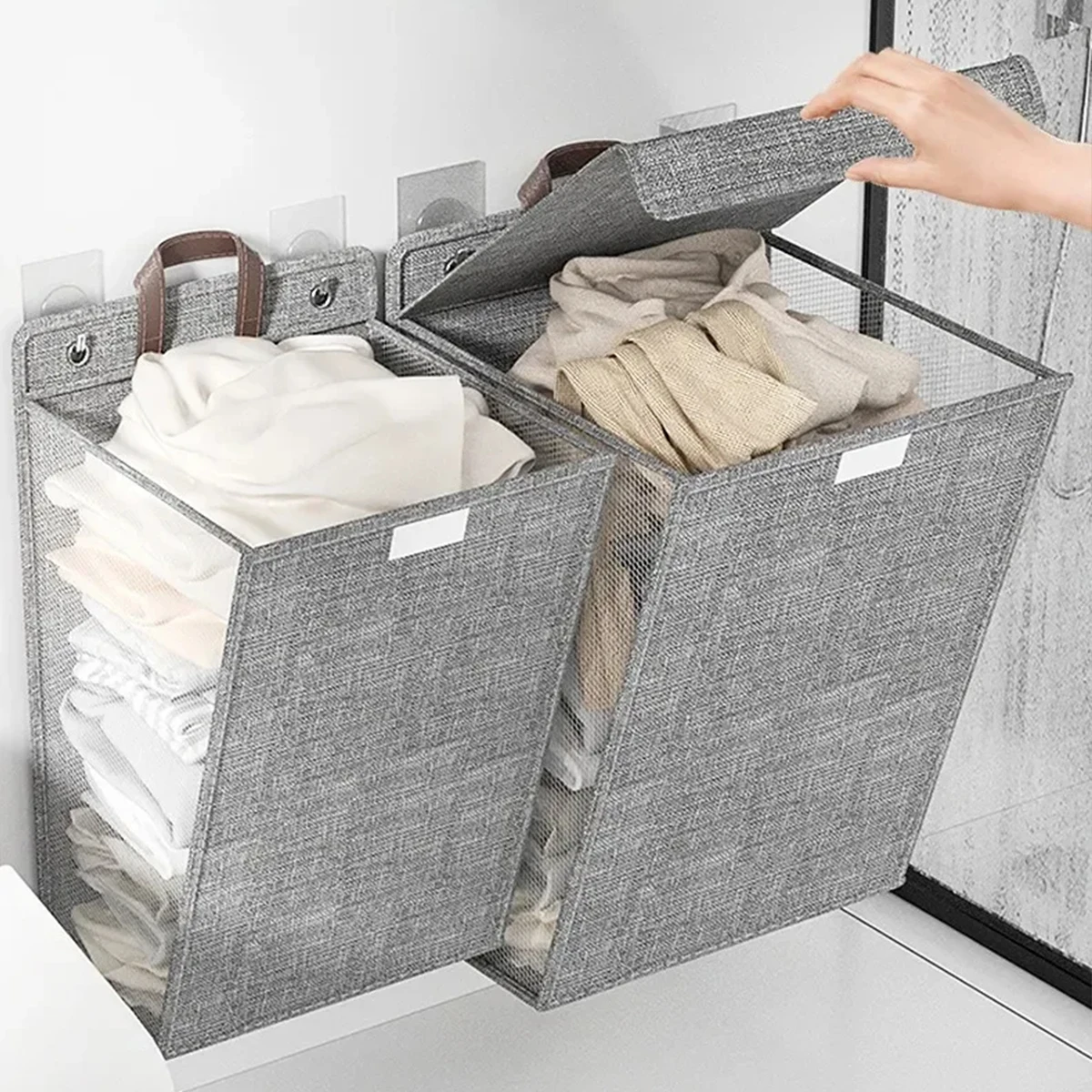 Dirty Laundry Basket Foldable Clothes Storage Basket Wall Mounted Dirty Laundry Basket Home Organization Storage Supplies