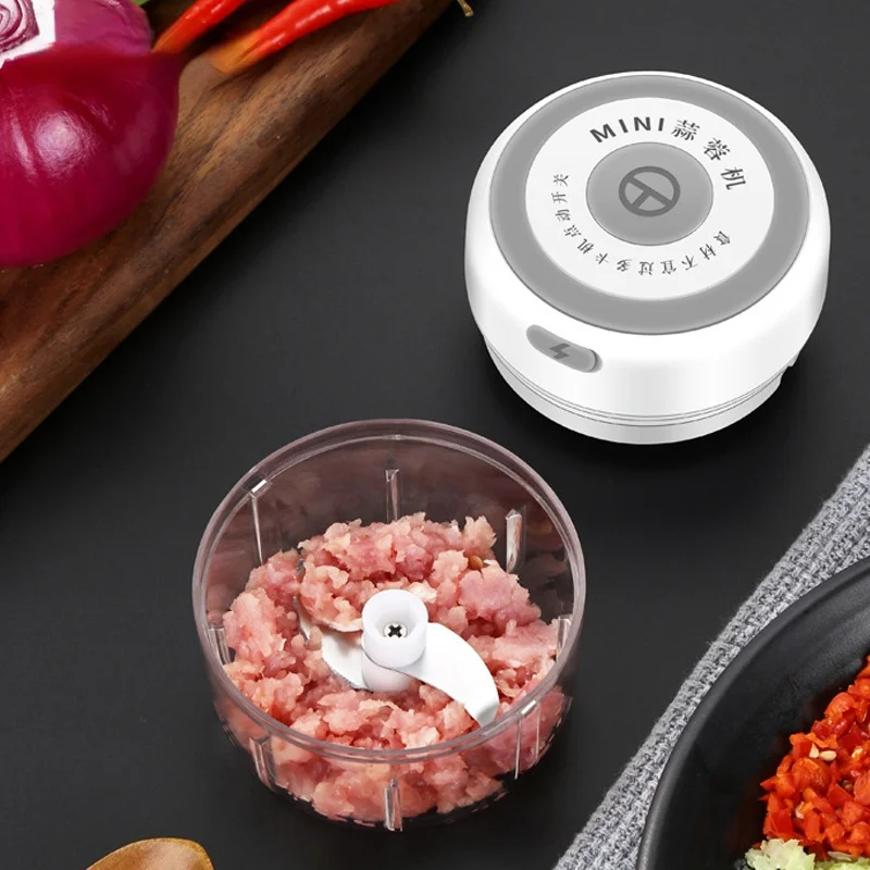 250ML Wireless Electric Garlic Press USB Household Portable Garlic Device Mini Meat Grinder Baby Complementary Food Mixer