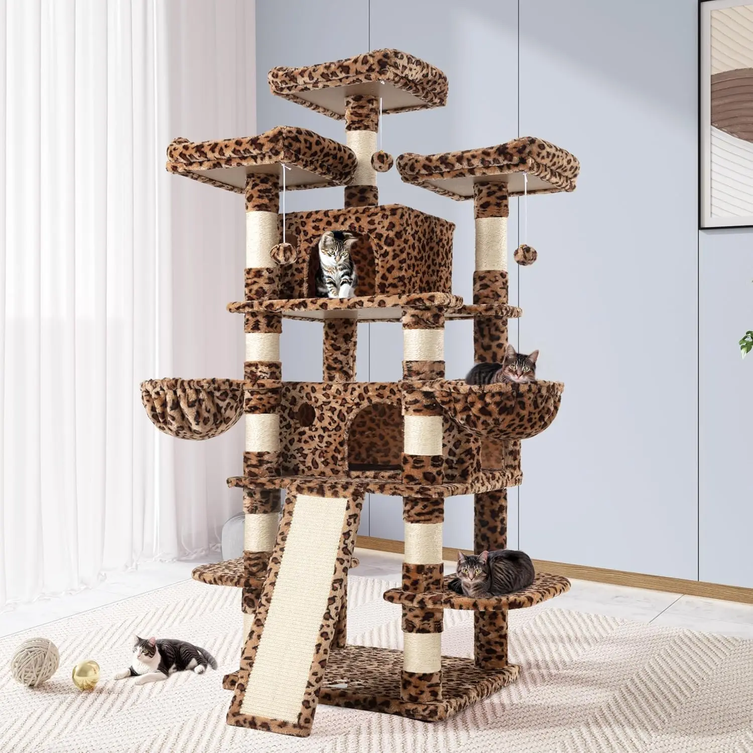 

68 Inches Cat Climbing Tree with Cat Condo