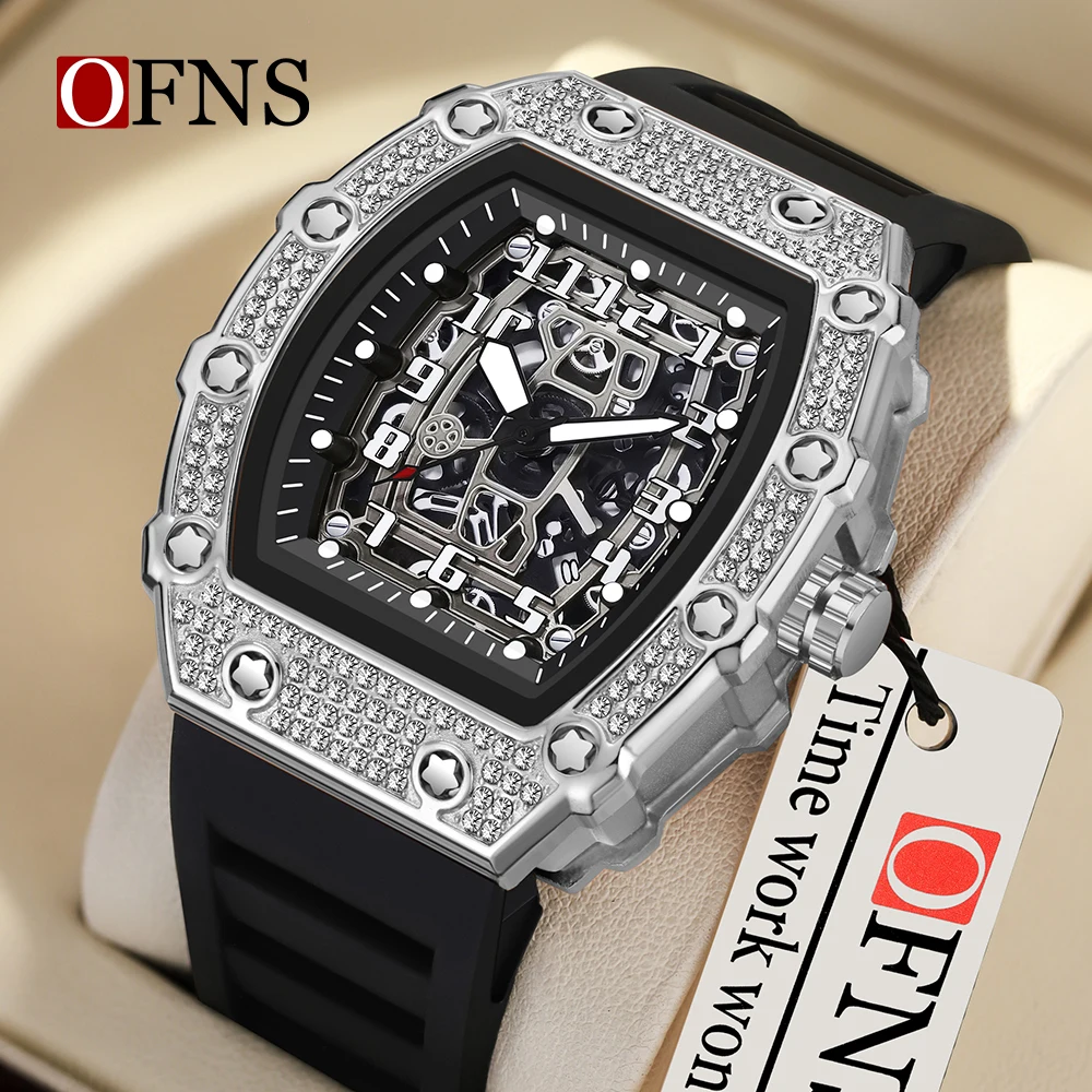 

OFNS New 7106 Fashionable Men's Quartz Watch Waterproof Luminous Diamond Set Trendy Men's and Women's Universal Watch