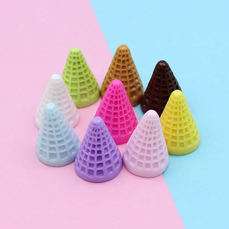 10pcs Mini Resin Ice Cream Cone Craft Supplies Dollhouse Miniatures Scrapbooking Diy Figures Crafts Items Flatback Embellishment