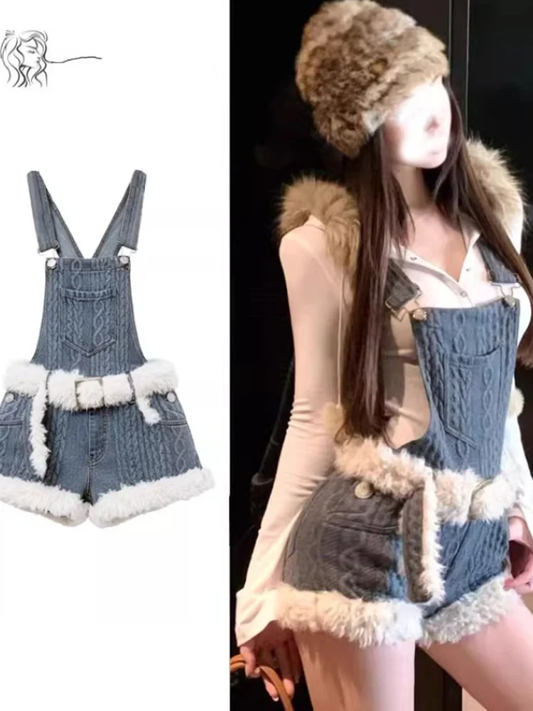 Combinaison en tricot amincissante avec bretelles pour femmes, pantalon droit taille haute, tendance de la mode automne-hiver...