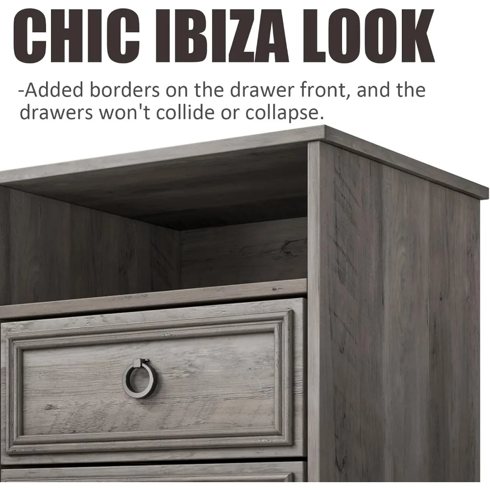 زوج من طاولات النوم ذات الدرج المزدوج، 17.7 طاولات بجانب السرير واسعة مع مساحة تخزين، طاولات جانبية واسعة لجانب السرير وغرفة المعيشة #4