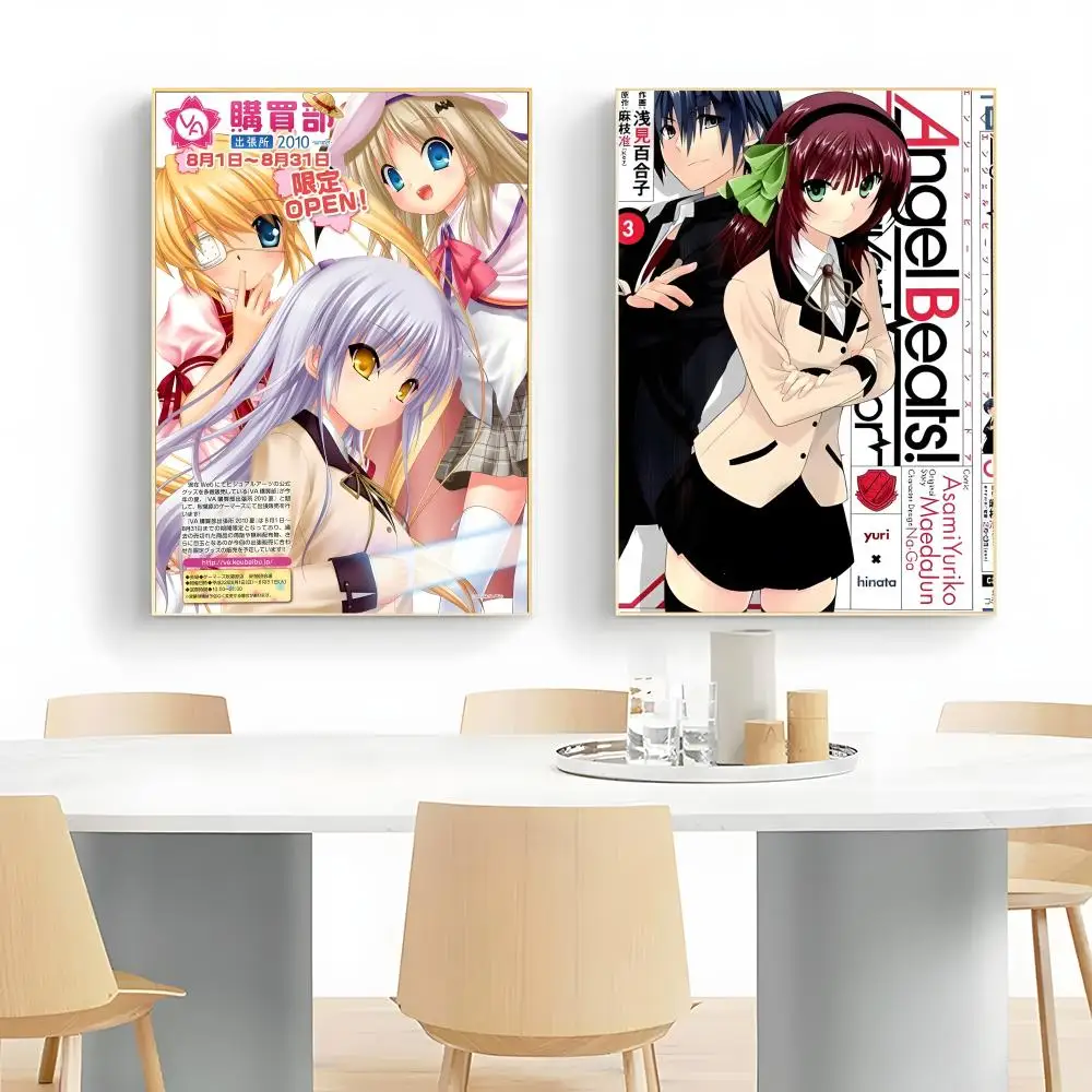 Emotional anime Angel Beats! Poster Frameless Peel-and-Stick Removable Wall Art Print