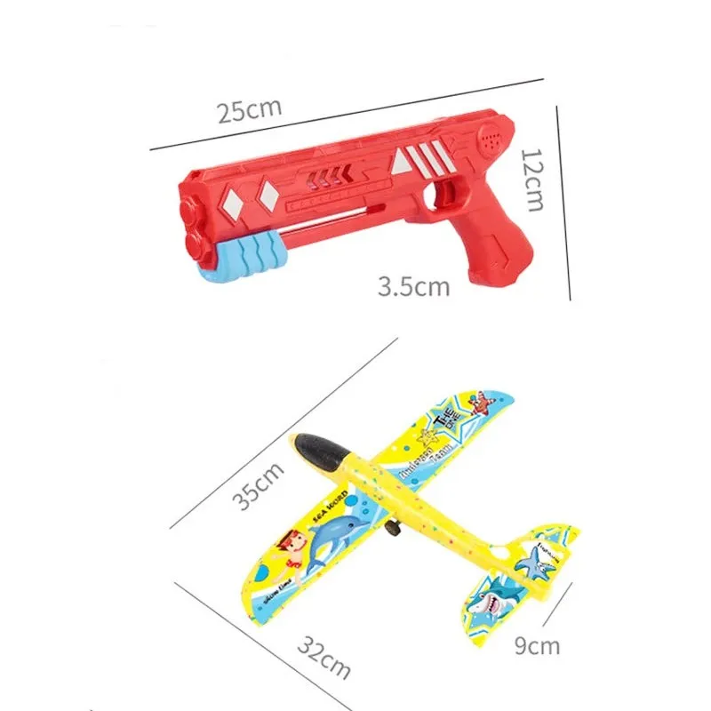 Airplane Toy, One-Click Ejection Model Foam Airplane with 1 Pack Large Throwing Foam Plane, Flying Toy for Kids Boys Gift