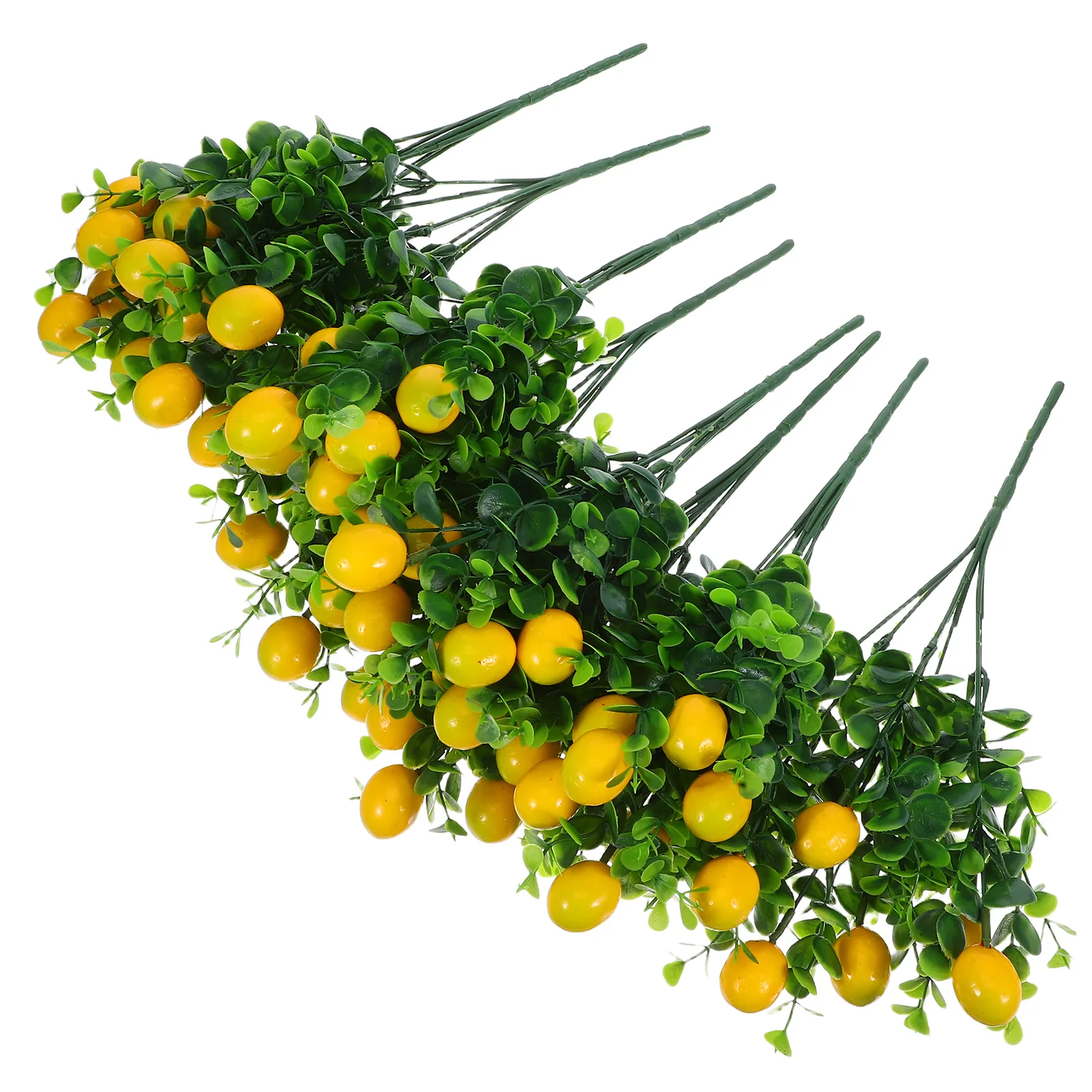 

8 Pcs Simulated Fruit Bunch Eucalyptus Artificial Flowers Branches Decorate Stem for Table Bouquet Plastic Leaves Stems Green