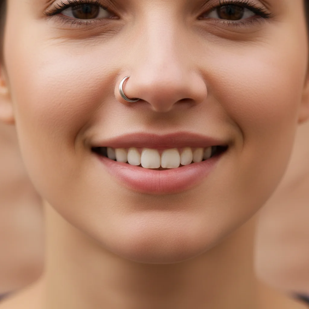 Body Jewelry For Sensitive Skin - 316L Edelstahl Doppelschicht-Nasenring mit nahtlosem Verschluss,