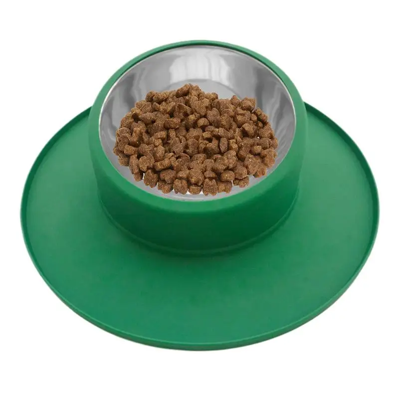 Non Tip Pet Bowl Kitten Water Bowl Silicone Stainless Steel Non-Skid Pet Dog Water And Food Bowl For Pets Puppy