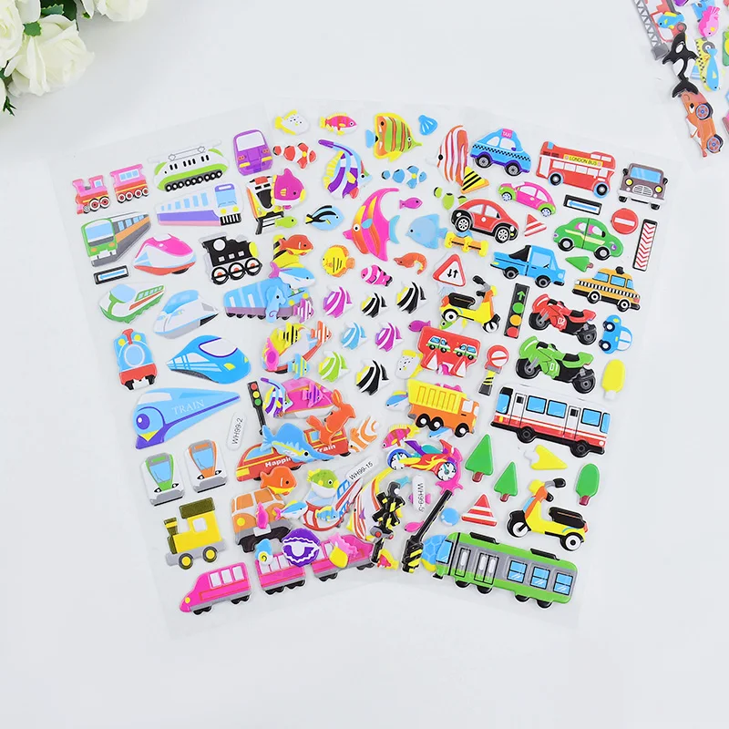 

6pc Cartoon Stickers Waterproof Bubble DIY Sticker Scrapbook Toy Teachers Reward Gift Children Birthday Christmas New Year Gifts