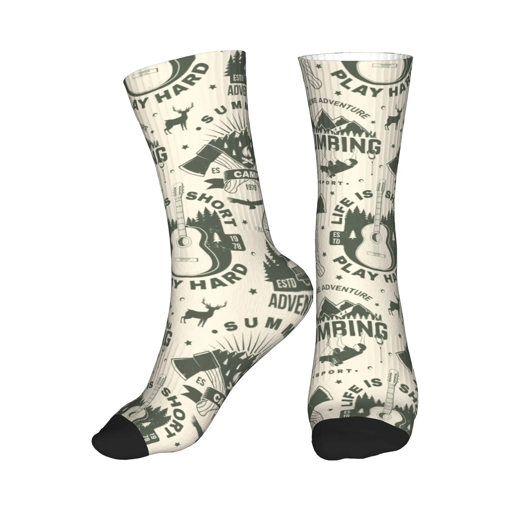 

Vintage Climb Summer Camp Seamless Print Men's Crew Socks Unisex Funny 3D Printed Dress Socks