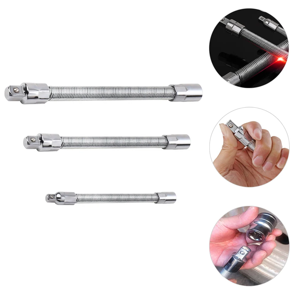 3 Pcs Sleeve Elastic Post Electric Drill Extension Rods Adapter Bit Spring Steel Ball Joint Electronic Tool Parts