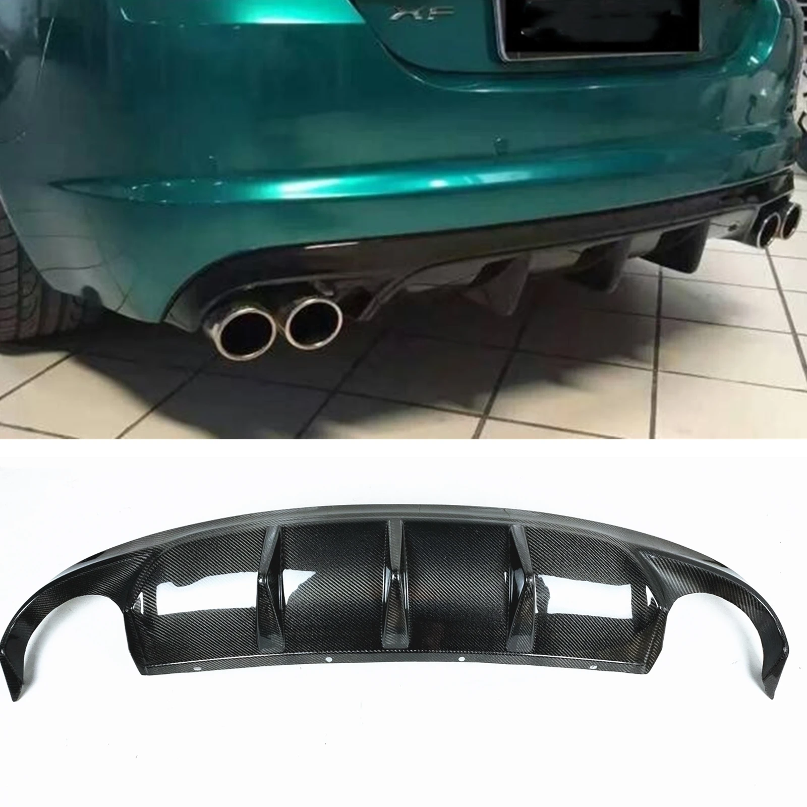 

For Jaguar XF Sport 2009 2010 2011 2012 2013 2014 2015 Rear Bumper Diffuser Lip Real Carbon Fiber Boot Spoiler Splitter Body Kit