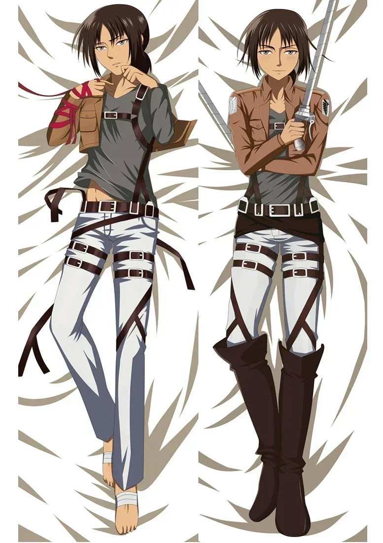 Anime Decor Pillow Case Attack Titan Mikasa Ackerman Dakimakura 2-Side Print Pillowcase Hugging Body Cushion Cover Otaku Waifu