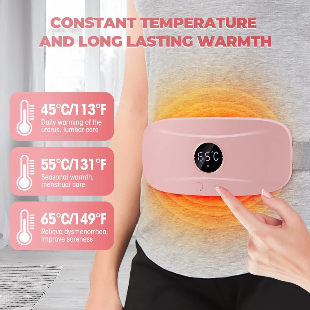 Electric Heating Pad Period Pain Relief Menstrual Heater Uterine Warm Belt Vibrating Waist Stomach Abdominal Massager Belt Mat