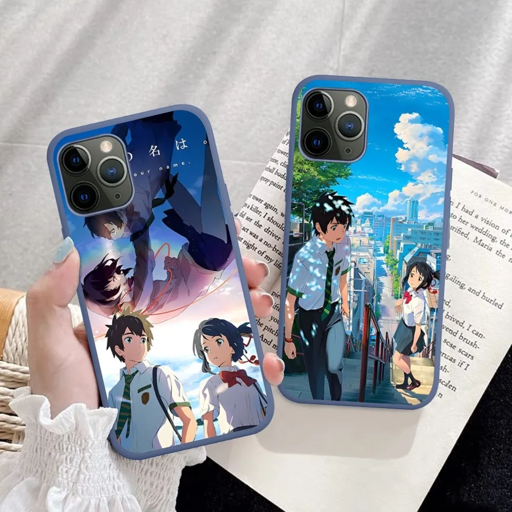 

Anime Your Name Phone Case For IPhone 14 11 12 13 Mini Pro Xs Max 8 7 6 6S Plus X XR Solid Candy Color Case