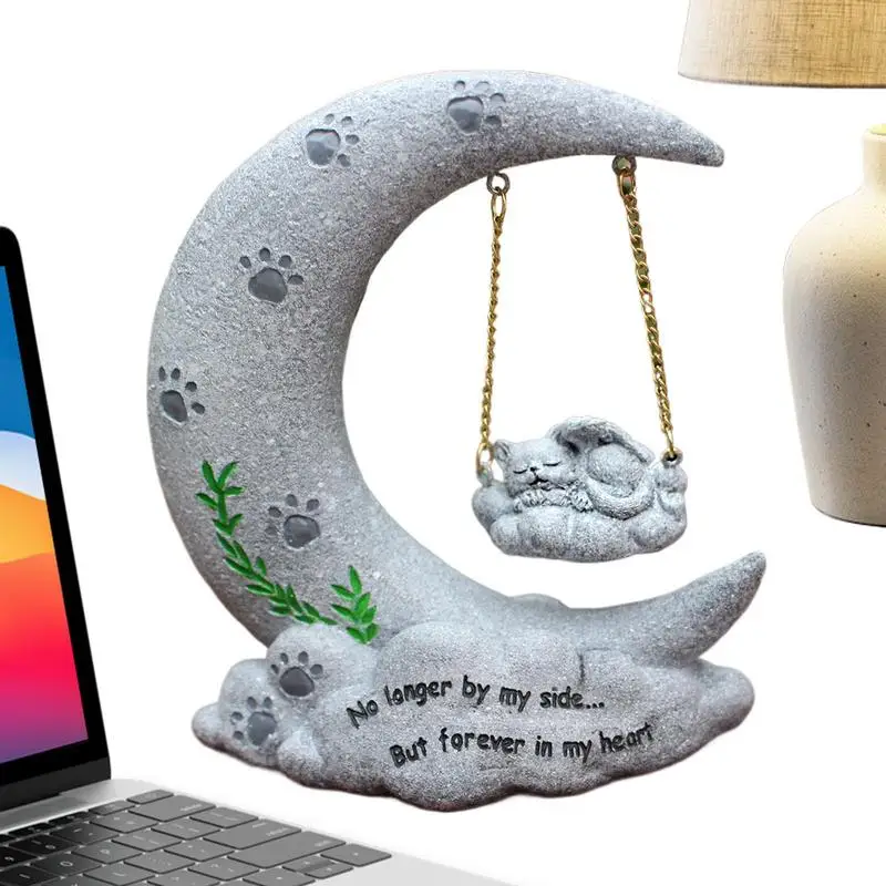 

Memorial For Loss Of Cat Angel Moon Memorial Statue For Loss Of Cat Pet Tombstone Resin Remembrance Heaven Grave Marker