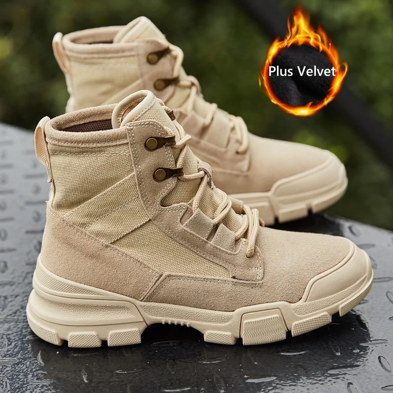 Men Women Outdoor Hiking Boots Canvas Tactical Martin Boots Autumn Winter Casual Sports Trekking Climbing Shoes Male Sneakers