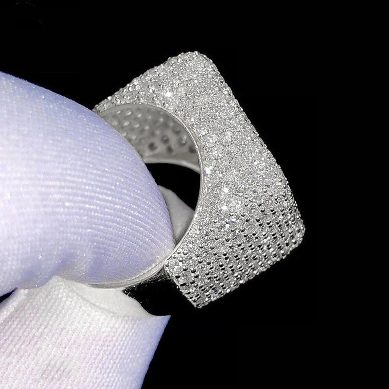 Huitan Quadratische Damenringe mit glänzendem Zirkonia für Hochzeit, Verlobung, Party, edle Luxus-Accessoires, Schmuck, Geschenk – Detail 7