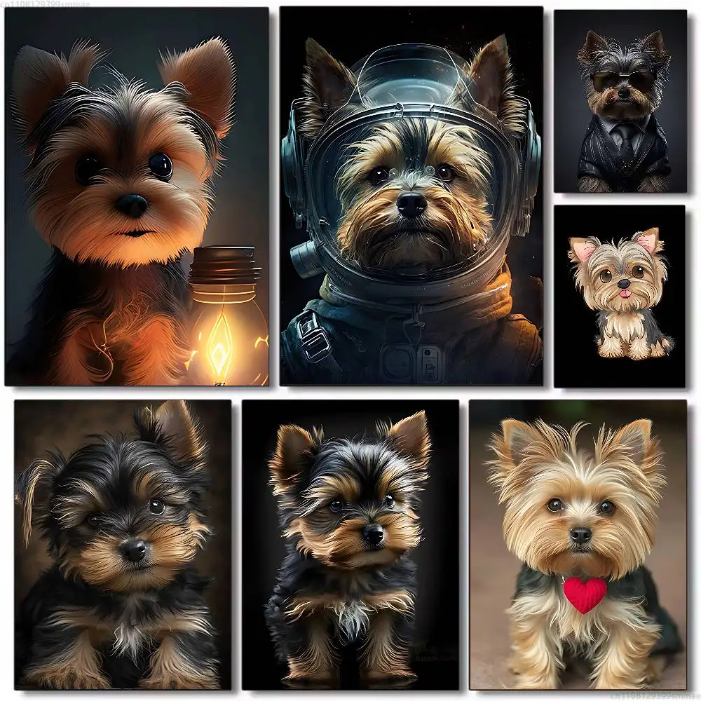 

Yorkshire terrier dog new group Poster HD home decor sticky wall waterproof home living room bar aesthetic decor