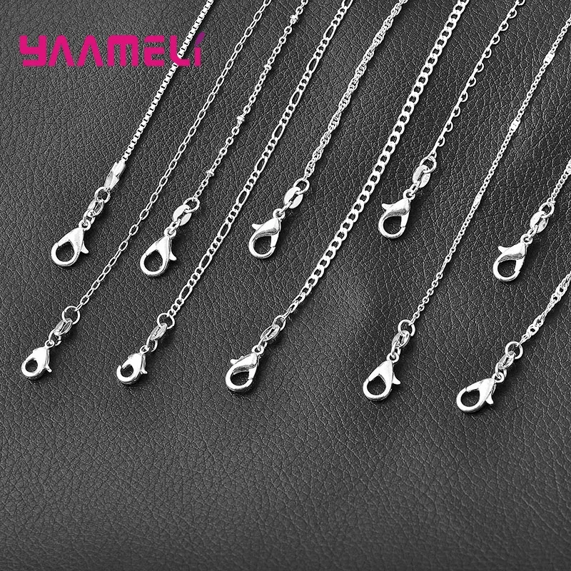 Authentische 5 Stück solide Sterling Silber Schmuck ketten Halskette mit Hummer verschlüssen passen Männer Frauen Anhänger 18 Designs 16-30 Zoll – Detail 5