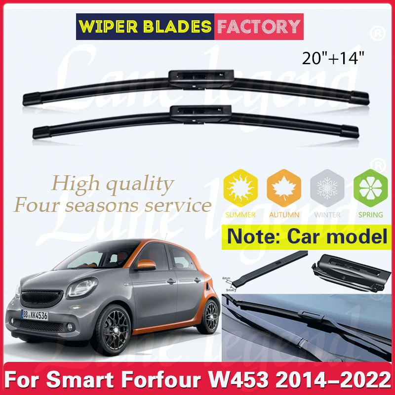 

Car Wiper Blade Front Window Windshield Rubber Refill Wiper For Smart ForFour W453 C453 A453 2014 - 2022 20"+14" Car Accessories