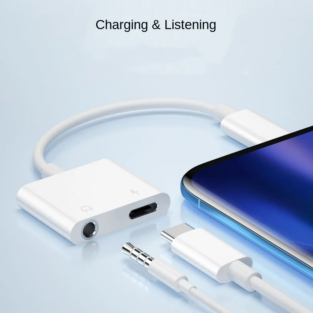 

2-in-1 3 5mm To Type C Adapter Headphone Converter Aux Cable Type-C To Type-C Converter Digital Durable