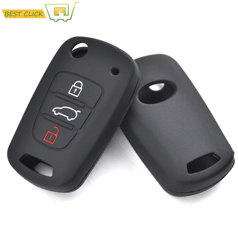 Silicone Key Case Cover For Kia Soul Venga Picanto Rio Sorento Ceed Sportage For Hyundai i20 i30 Veloster ix20 Keyless Fob Shell