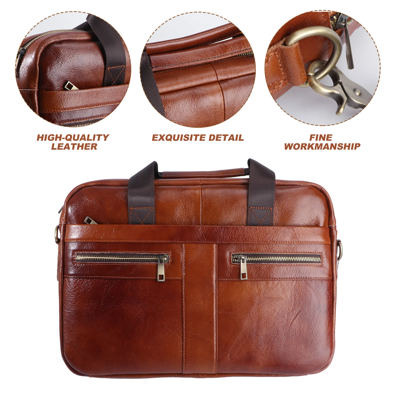 Coffee Durable Business Men's Handbag Large Capacity Shoulder Bag for Travel and Work Men Shoulder Bag