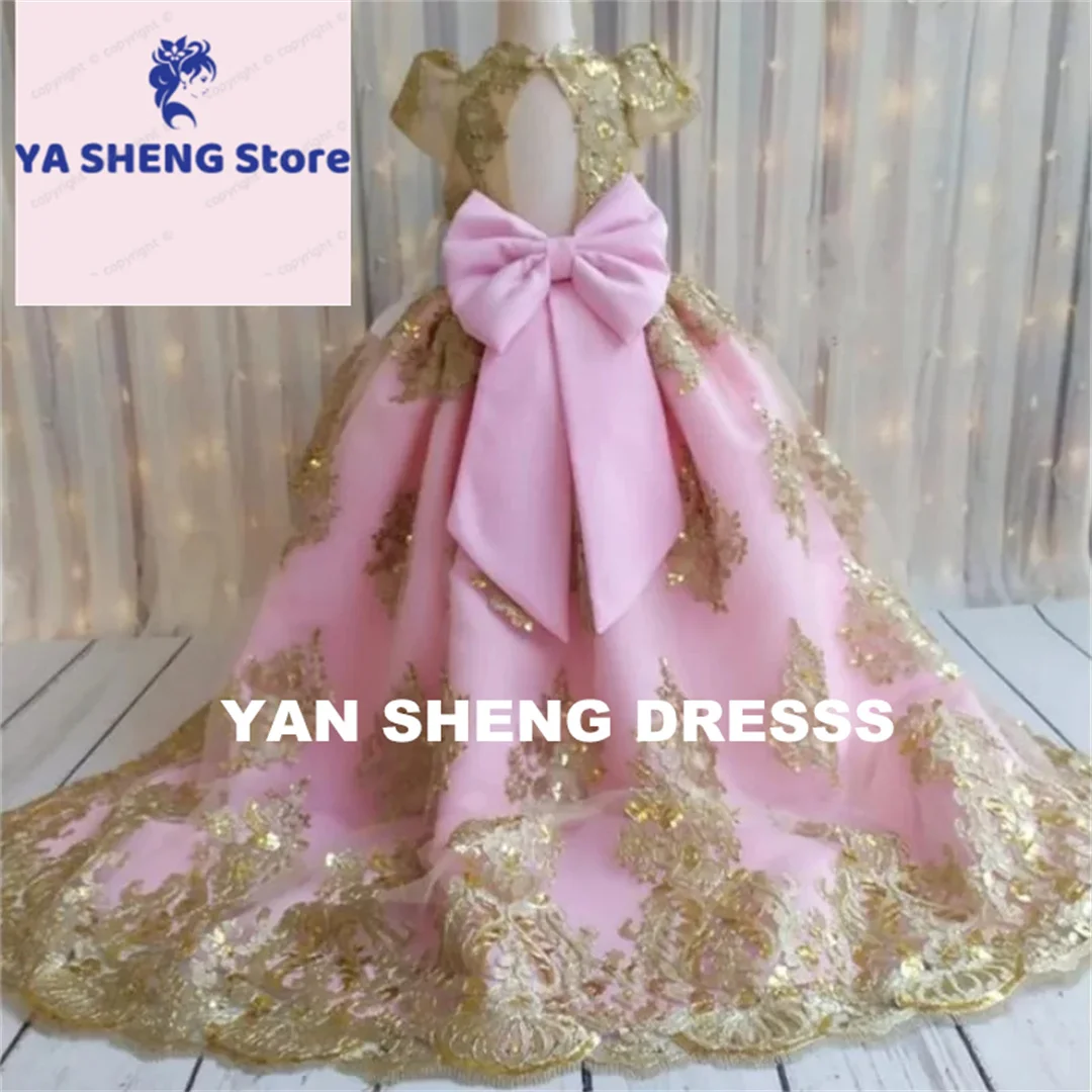 زهرة زين أنيقة فاخرة الأميرة فستان التواصل الأول طول الأرض الكرة الطويلة زهرة فتاة ثوب مخصص