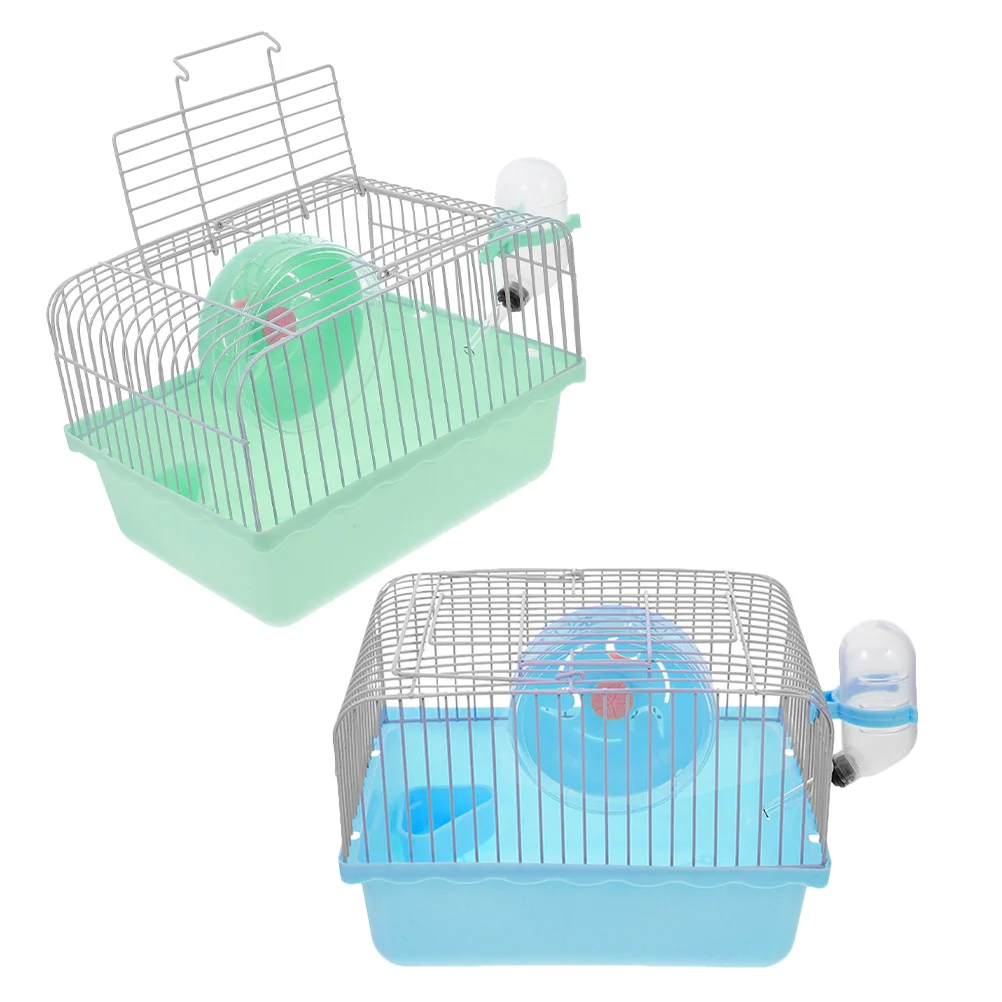 

2pcs Portable Hamster Cage Lightweight Small Animal Carrier Outdoor Travel Cage For Hamsters Mice Rabbit With Handle Water
