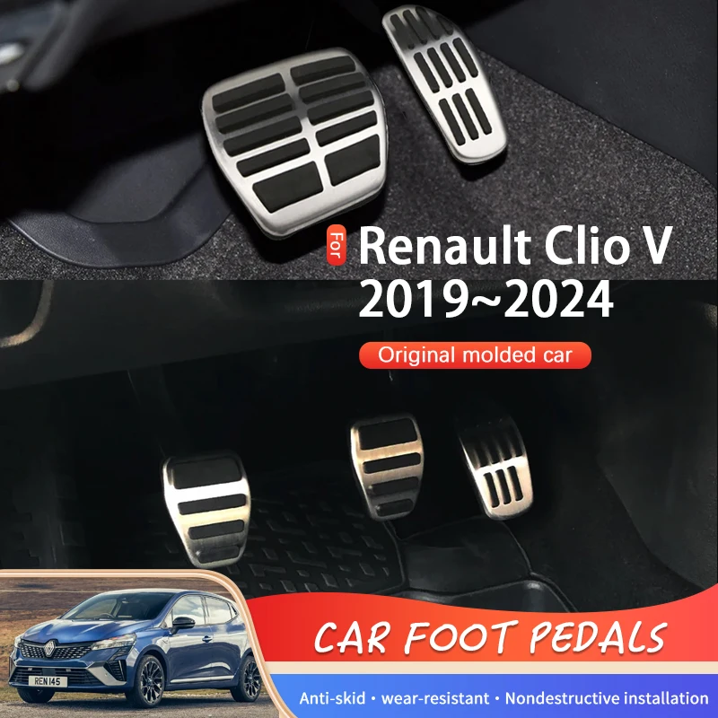 Car Pedal For Renault Clio V Lutecia Mitsubishi Colt 2020 2021 2022 2023~2025 Car Foot Cover Pad Stainless Steel Auto Acessories