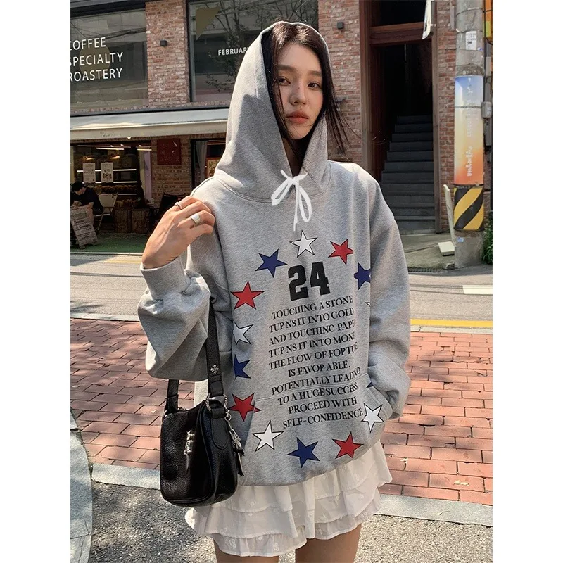 

Новая толстовка с 3D принтом High Street Star Letter, универсальный теплый флисовый модный топ для мужчин и женщин для пар