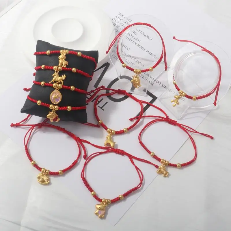 2026 الحصان سنة محظوظ حبل أحمر سوار النمط الصيني زودياك الحصان مضفر سوار المرأة مجوهرات الأزياء