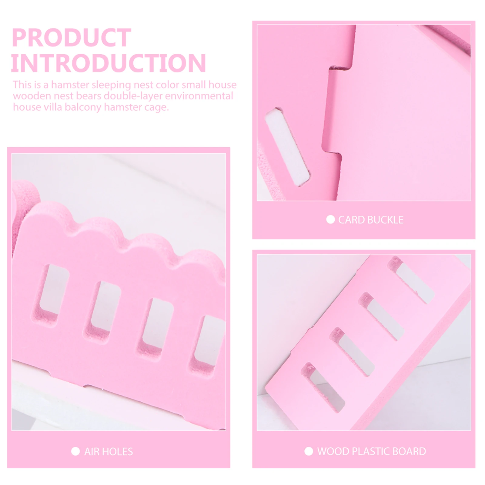 

Colorful Small House Hamster Nest Double layer Villa Balcony Cage Eco friendly Pink Reusable Waterproof Anti aging Non toxic
