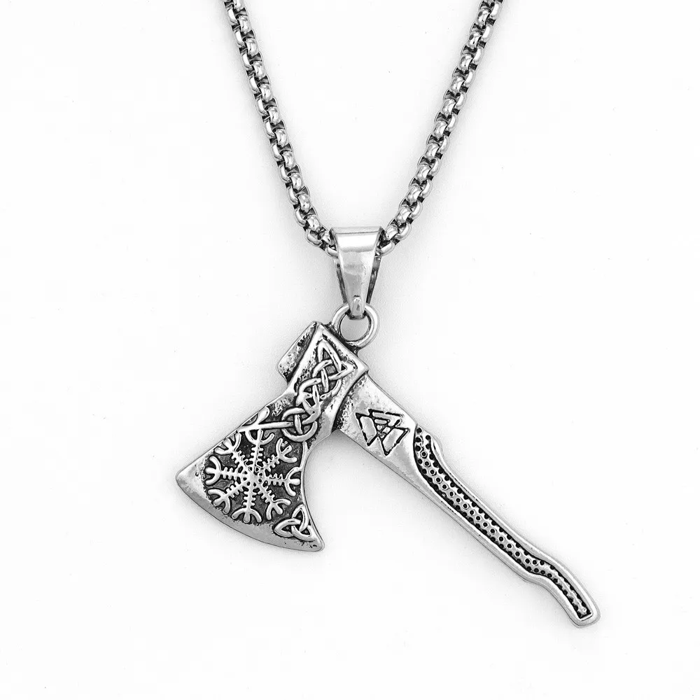Trendy Nordic Rune Viking Battle Axe Pendant Necklace Charming Men's Necklace New Fashion Retro Jewelry Accessorie Festival Gift - view 3
