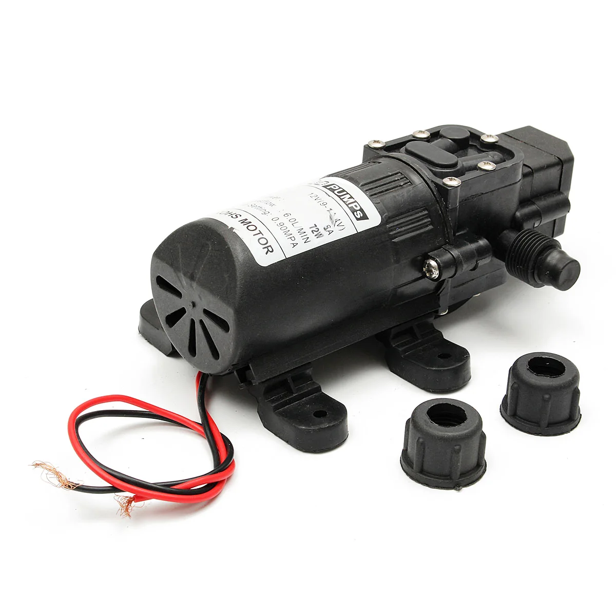 Oversea Black 12V DC 72W 6L/Min High Pressure Diaphragm Self Priming Water Pump For Caravan Camping Car Wash Water Pump