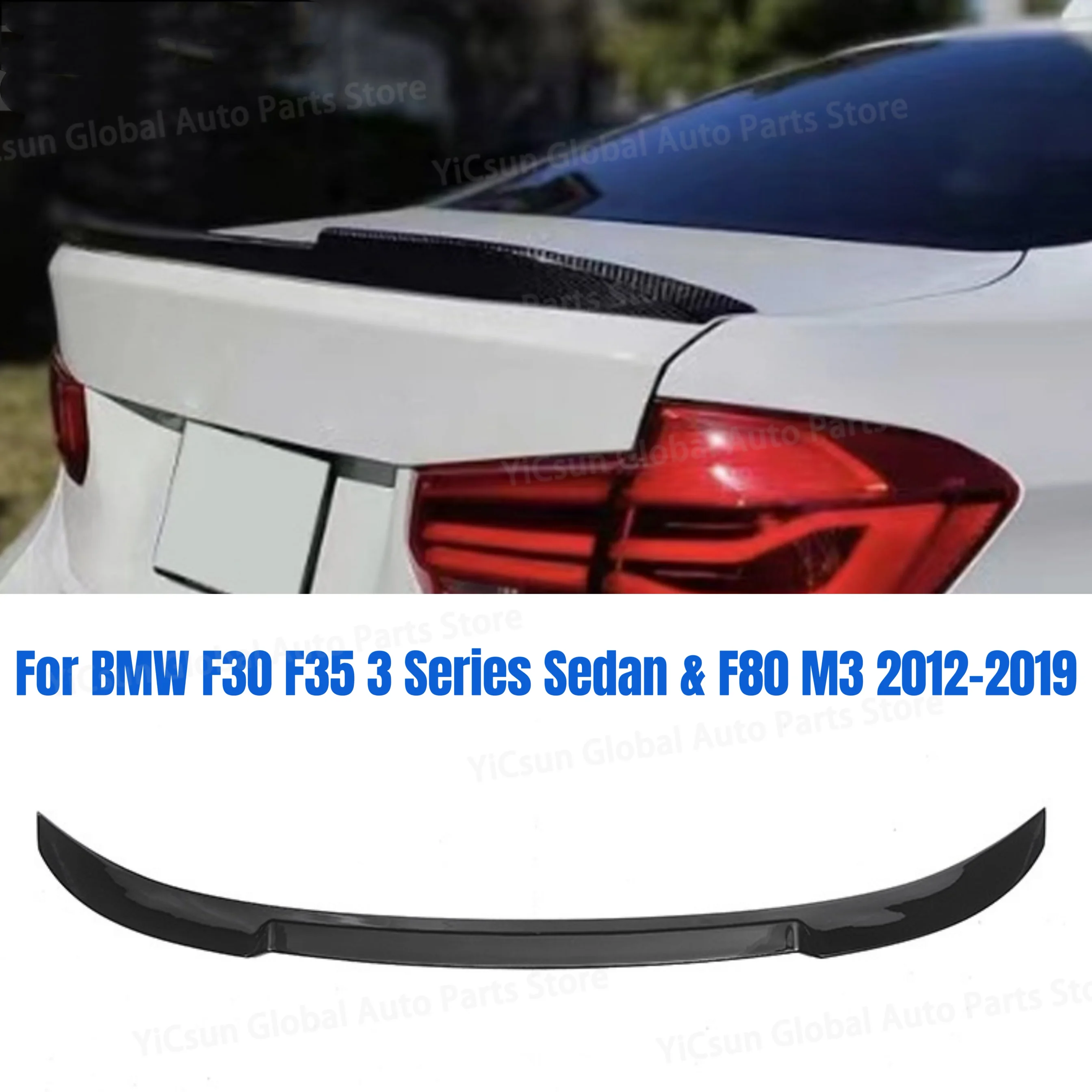 For BMW F30 F35 3 Series Sedan & F80 M3 2012-2019 M3 Style Rear Wing Spoiler Lip Car Spoiler Wing Glossy Black ABS Tail Wing