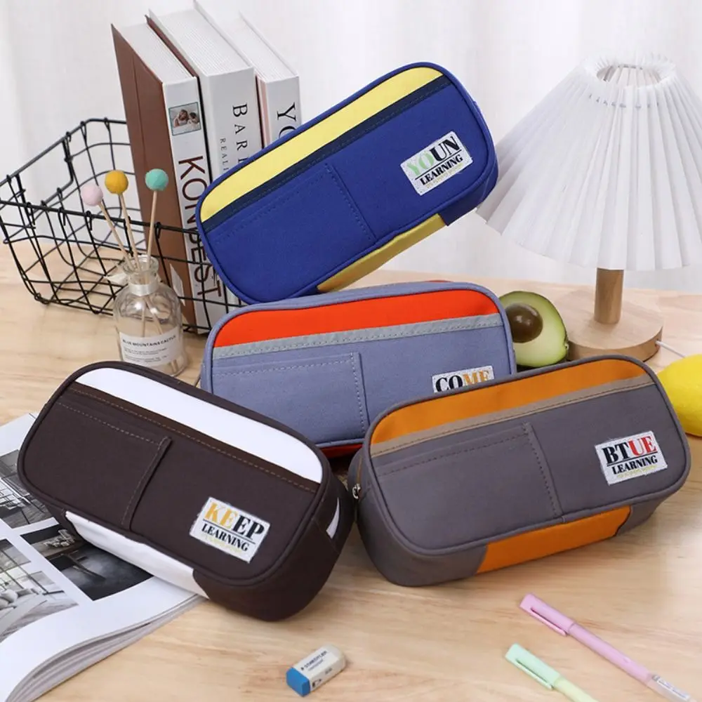 Creative Canvas Pencil Bag Thickened High Value Stationery Storage Bag Multifunctional Large Capacity Pencil Case