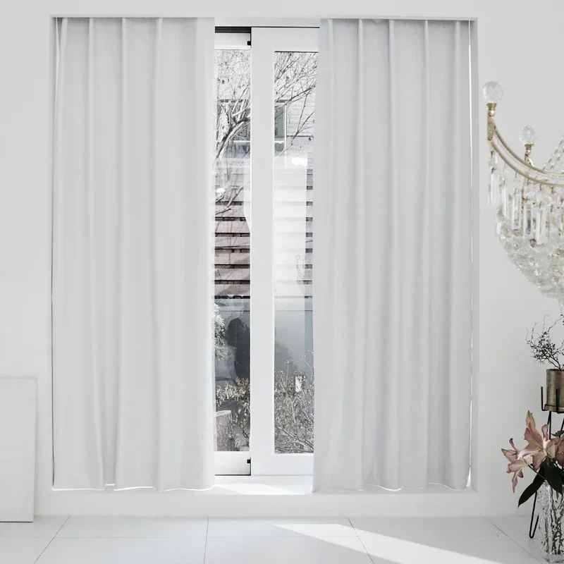 Pure White 100% Full Blackout Warmth and Wind Protection B&B Hotel Curtains for Customized Living Room Bedroom Finished Balcony