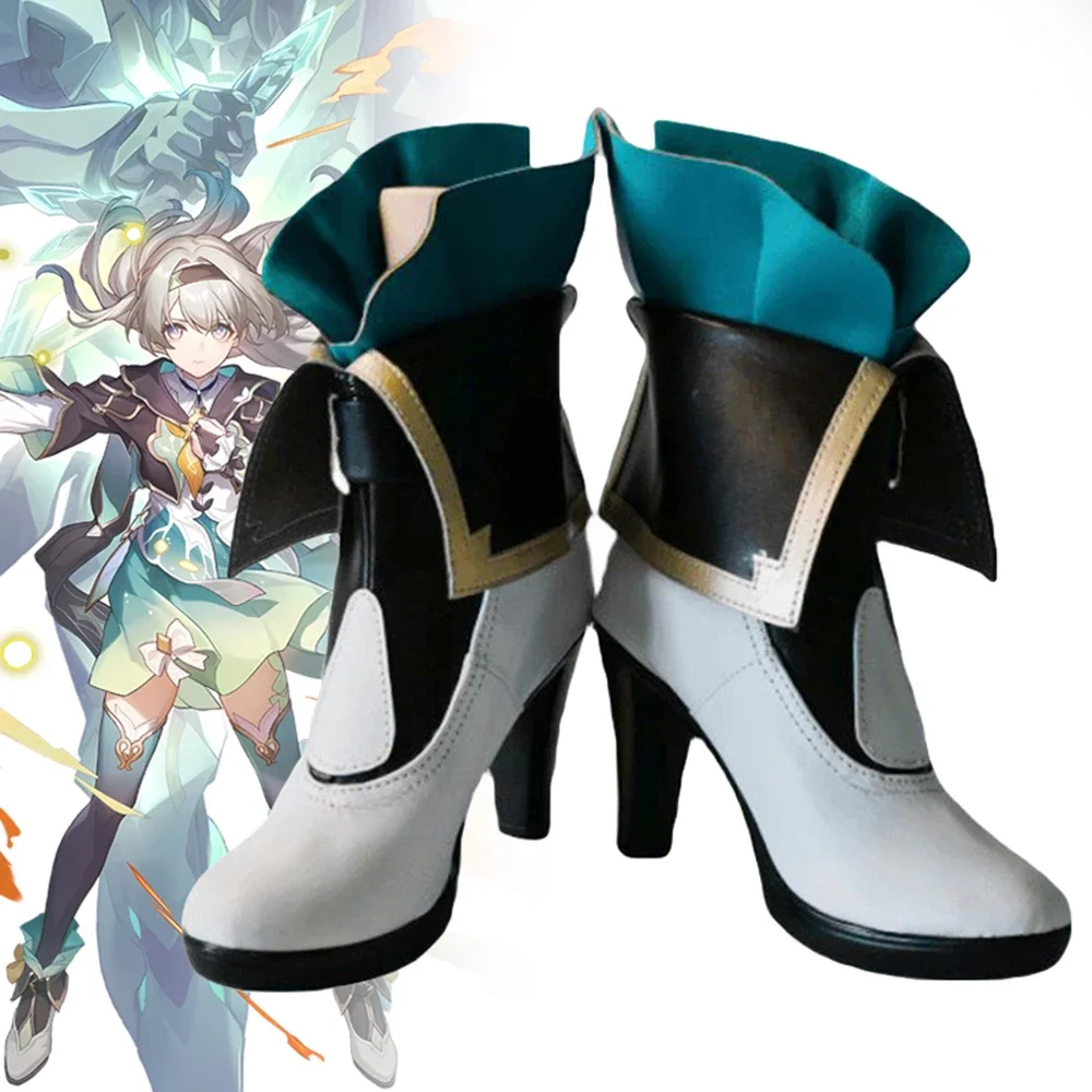 

Game Honkai: Star Rail Firefly Cosplay Shoes Adult Women Lolita Blue High Heels Boot Halloween Carnival Party Costume Prop