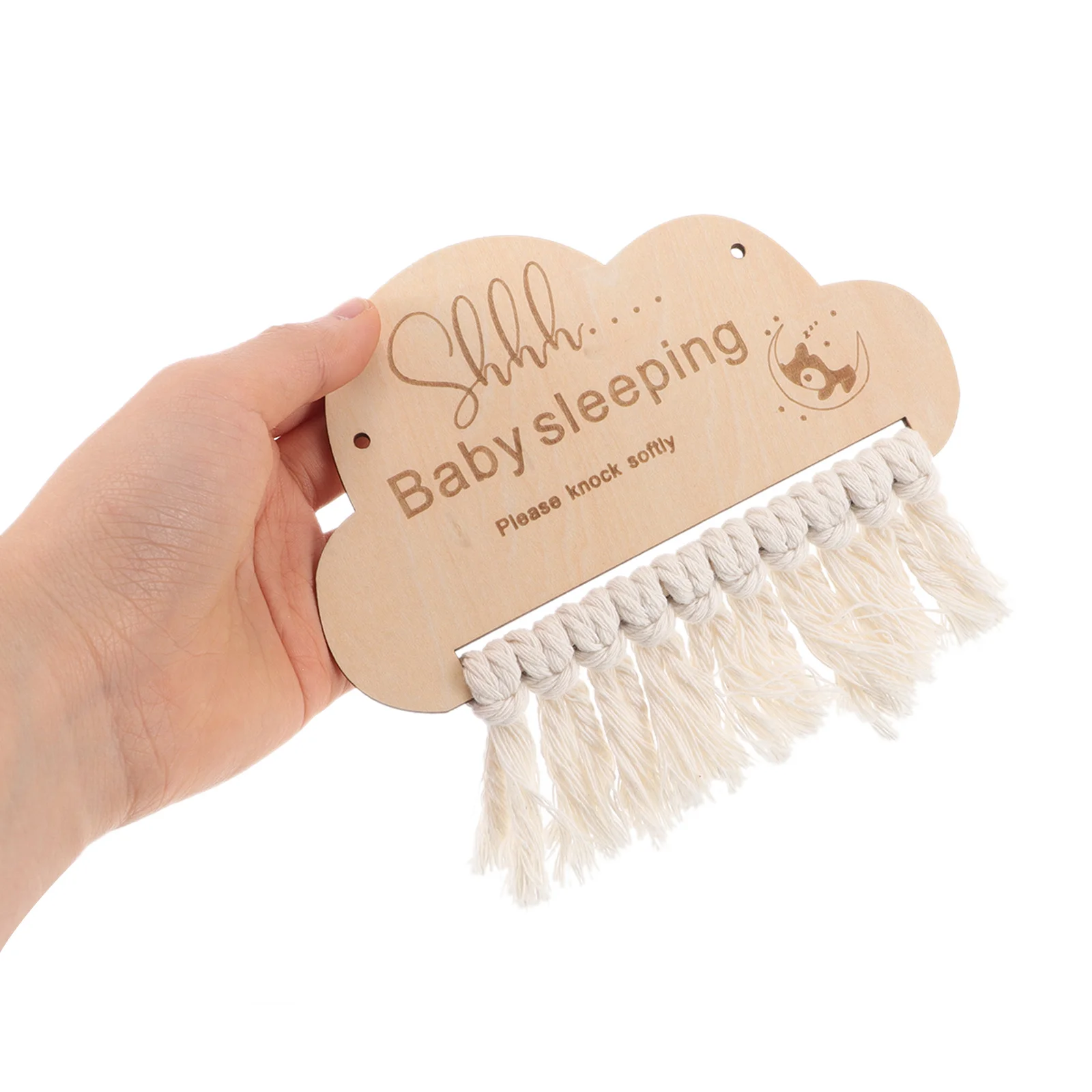 

Wooden Sleeping Sign for Door - Hanging Sleep Sign for Nursery Bedroom Front Door - Sleeping Reminder Decor Plaque