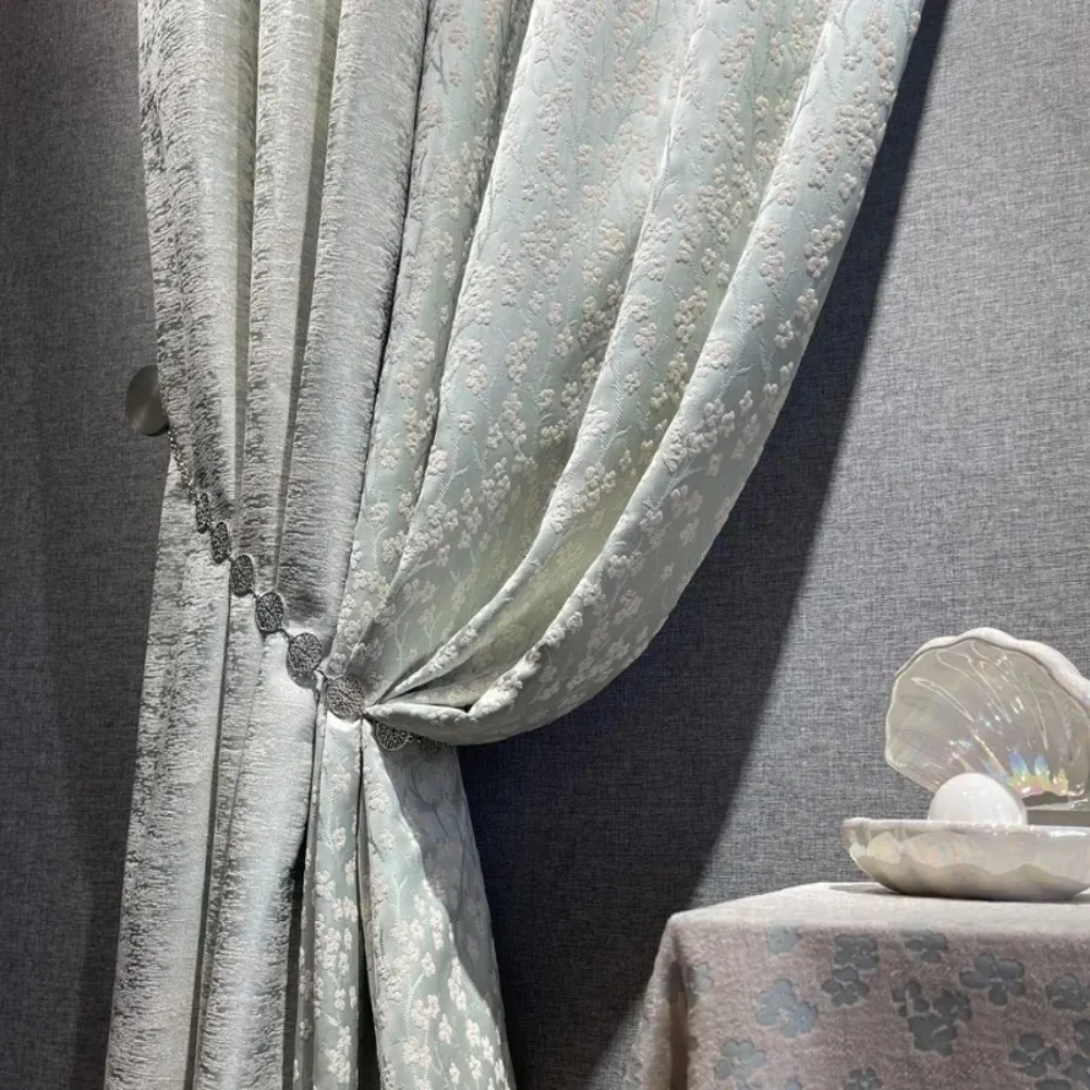 Curtains for Living Dining Room Bedroom Matcha Green High Shading American Luxury Simple Windproof Warm Nordic Thick Chenille